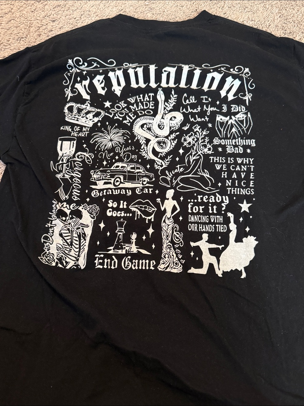 Gildan Black Short Sleeve Tee with White Graphic Back Print